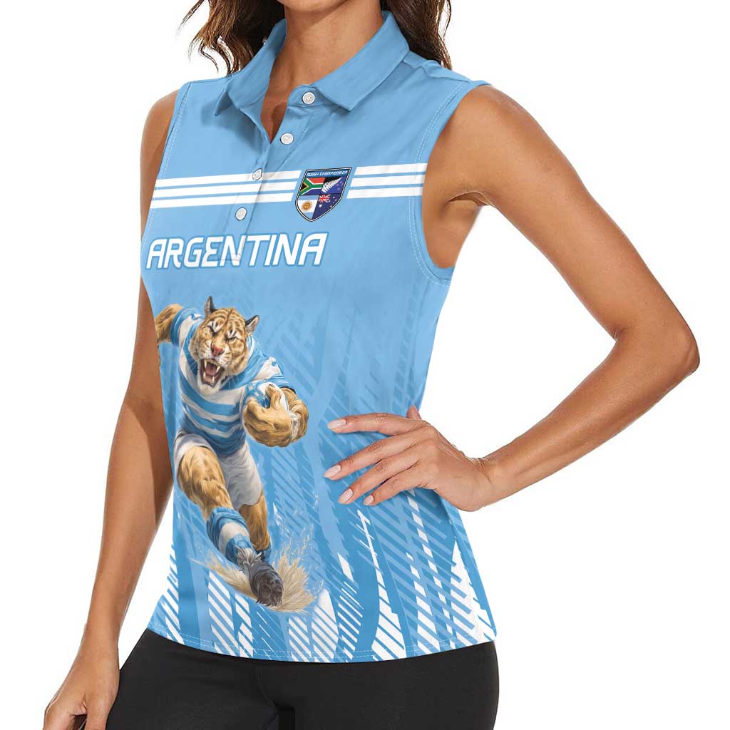 Argentina Rugby Custom Women Sleeveless Polo Shirt Glory Be To Pumas - Wonder Print Shop