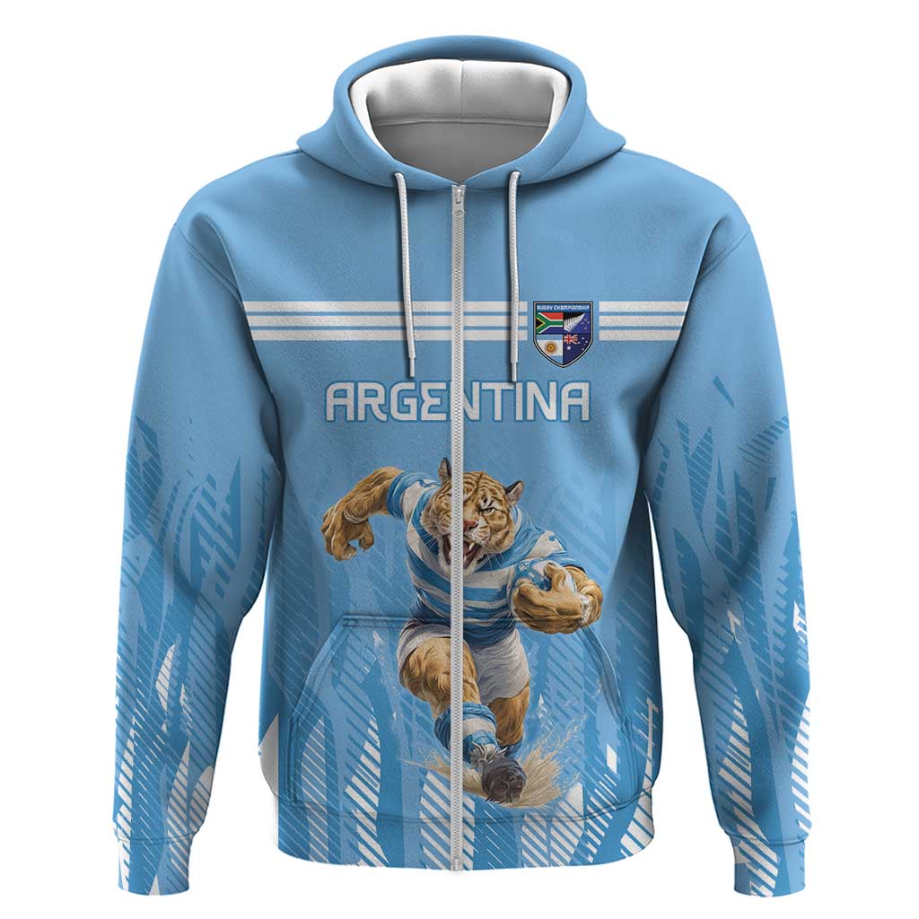 Argentina Rugby Custom Zip Hoodie Glory Be To Pumas - Wonder Print Shop