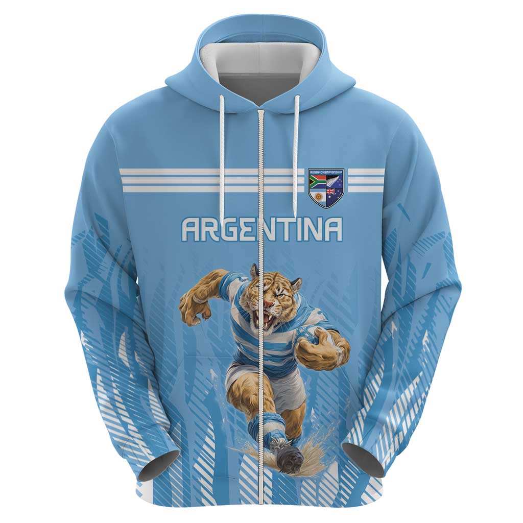Argentina Rugby Custom Zip Hoodie Glory Be To Pumas - Wonder Print Shop