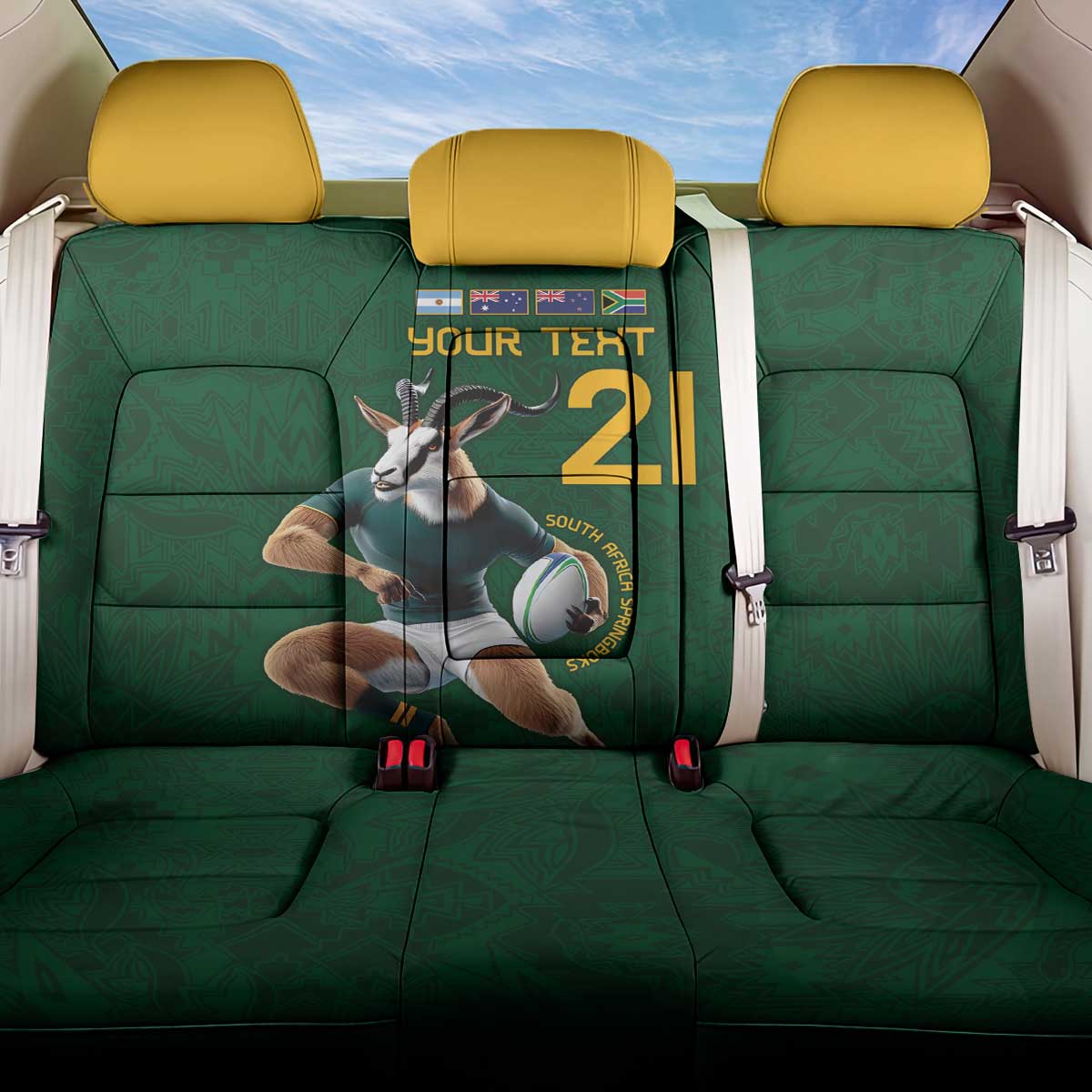 South Africa Rugby Custom Back Car Seat Cover Glory Be To Springboks - Wonder Print Shop
