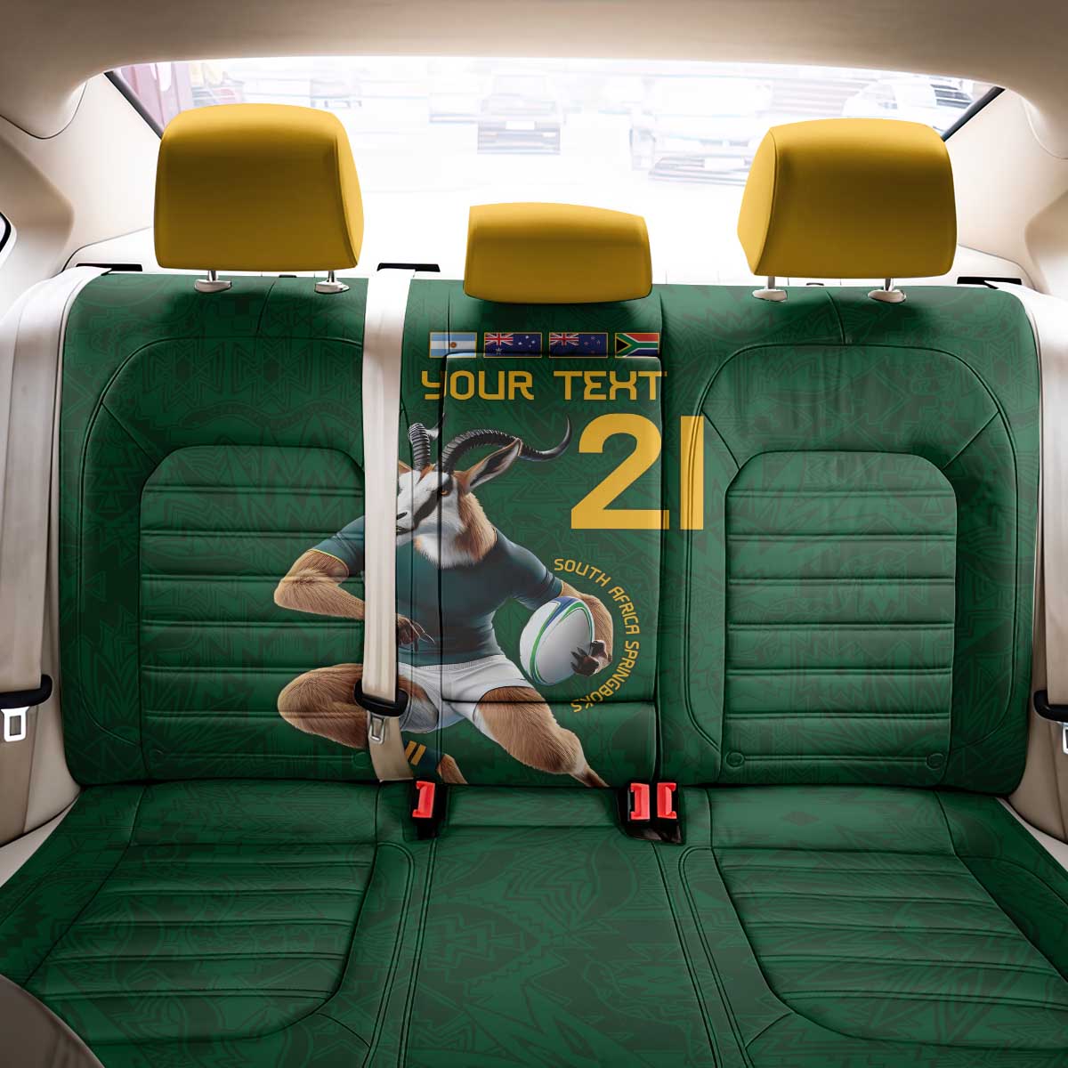 South Africa Rugby Custom Back Car Seat Cover Glory Be To Springboks - Wonder Print Shop