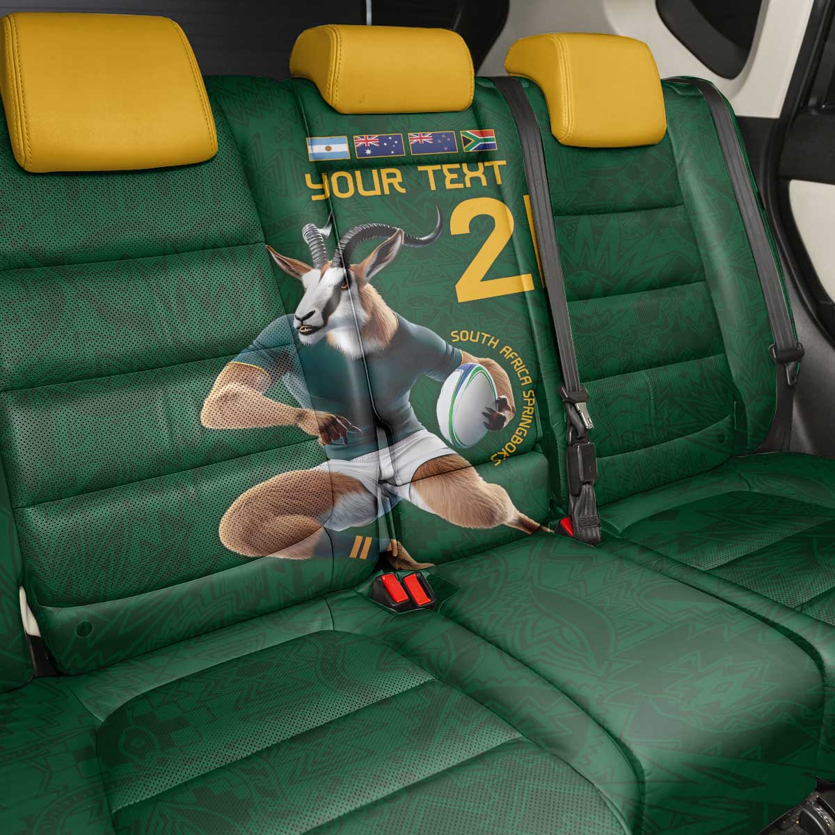 South Africa Rugby Custom Back Car Seat Cover Glory Be To Springboks - Wonder Print Shop