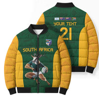 South Africa Rugby Custom Bomber Puffer Jacket Glory Be To Springboks - Wonder Print Shop