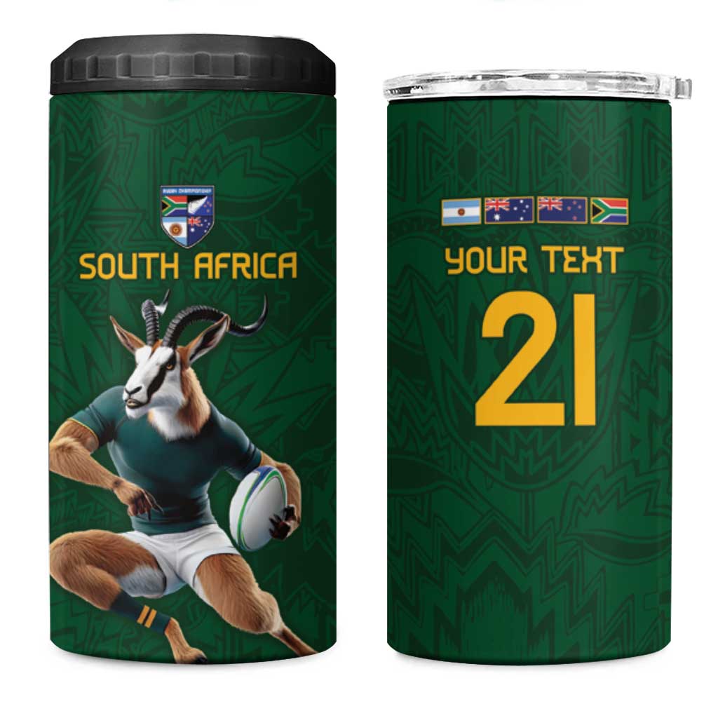South Africa Rugby Custom 4 in 1 Can Cooler Tumbler Glory Be To Springboks - Wonder Print Shop
