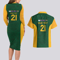 South Africa Rugby Custom Couples Matching Long Sleeve Bodycon Dress and Hawaiian Shirt Glory Be To Springboks - Wonder Print Shop