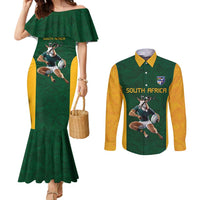 South Africa Rugby Custom Couples Matching Mermaid Dress and Long Sleeve Button Shirt Glory Be To Springboks - Wonder Print Shop