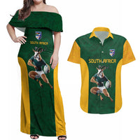 South Africa Rugby Custom Couples Matching Off Shoulder Maxi Dress and Hawaiian Shirt Glory Be To Springboks - Wonder Print Shop