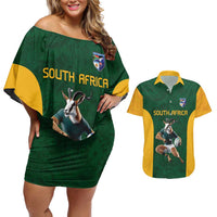 South Africa Rugby Custom Couples Matching Off Shoulder Short Dress and Hawaiian Shirt Glory Be To Springboks - Wonder Print Shop