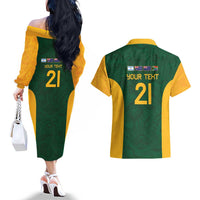 South Africa Rugby Custom Couples Matching Off The Shoulder Long Sleeve Dress and Hawaiian Shirt Glory Be To Springboks - Wonder Print Shop