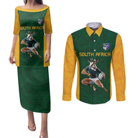 South Africa Rugby Custom Couples Matching Puletasi and Long Sleeve Button Shirt Glory Be To Springboks - Wonder Print Shop