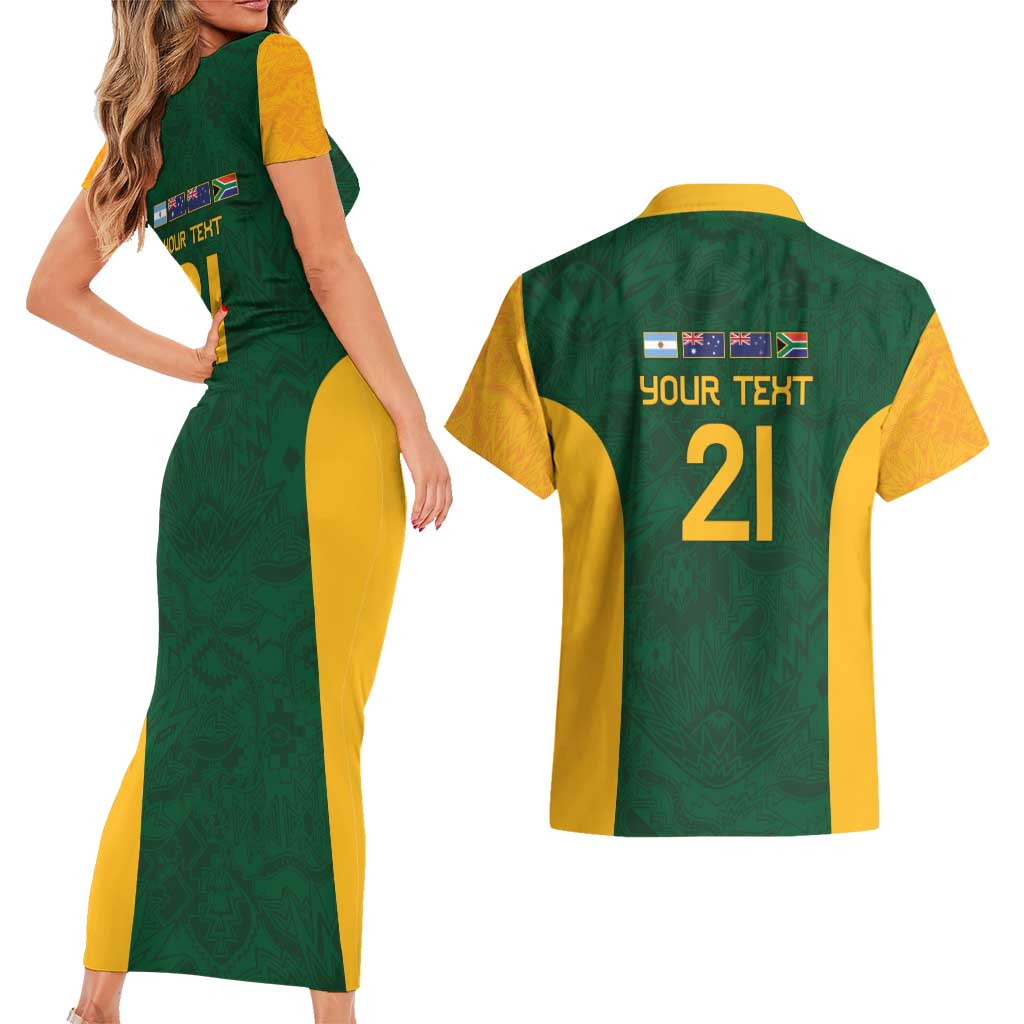 South Africa Rugby Custom Couples Matching Short Sleeve Bodycon Dress and Hawaiian Shirt Glory Be To Springboks - Wonder Print Shop