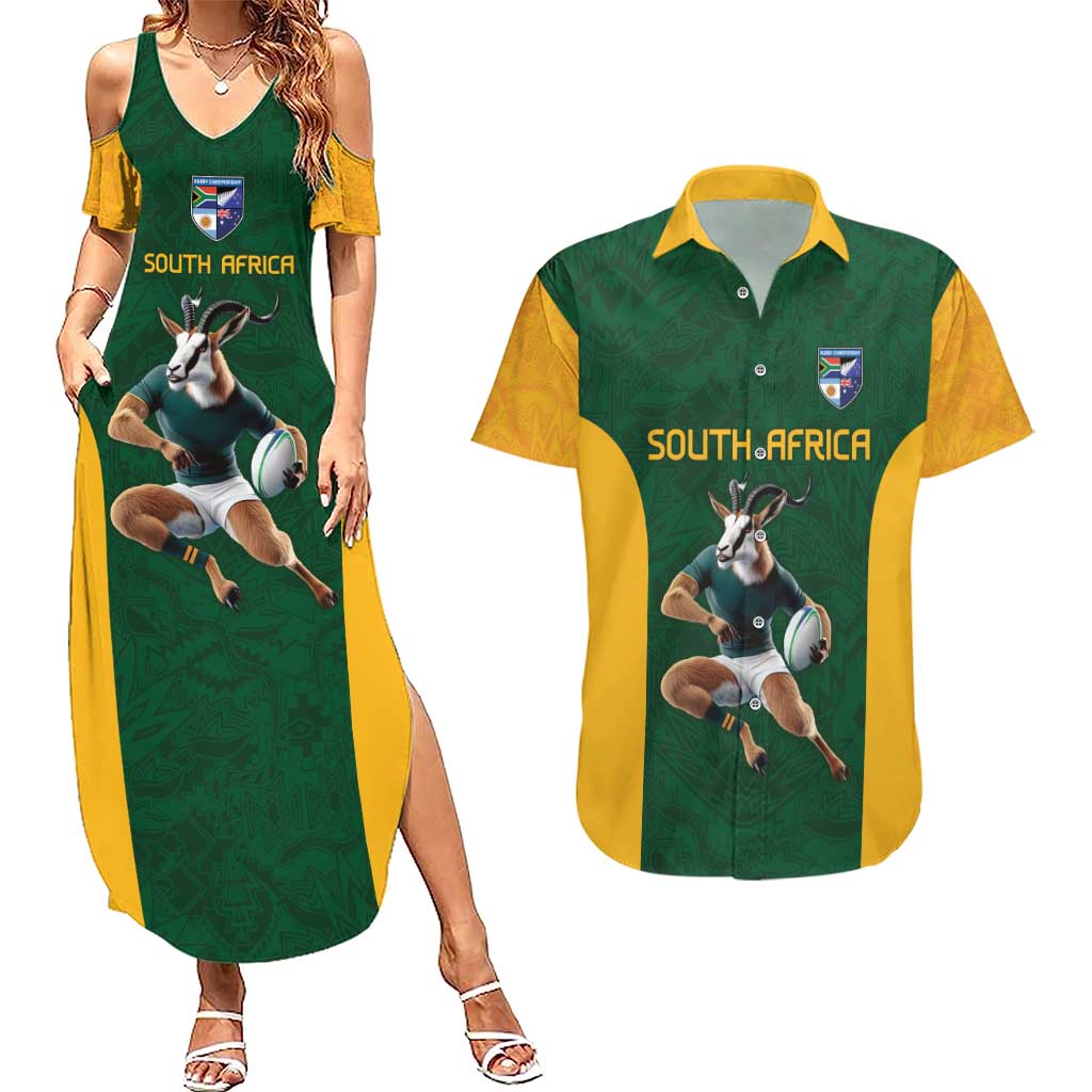 South Africa Rugby Custom Couples Matching Summer Maxi Dress and Hawaiian Shirt Glory Be To Springboks - Wonder Print Shop