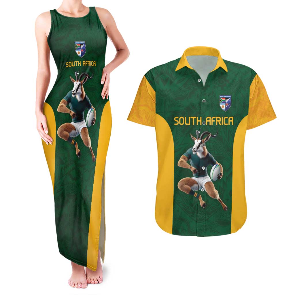 South Africa Rugby Custom Couples Matching Tank Maxi Dress and Hawaiian Shirt Glory Be To Springboks - Wonder Print Shop