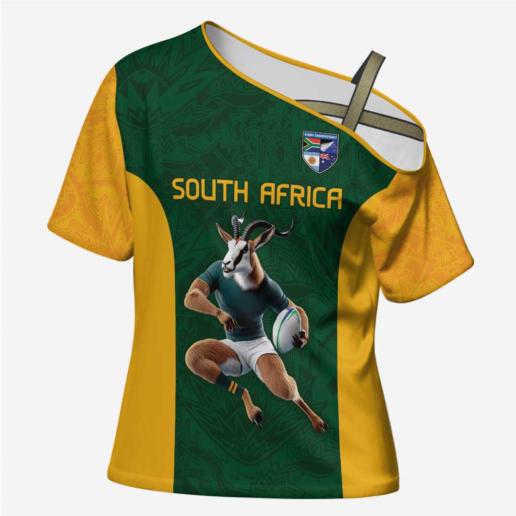 South Africa Rugby Custom Cross Shoulder Shirt Glory Be To Springboks - Wonder Print Shop