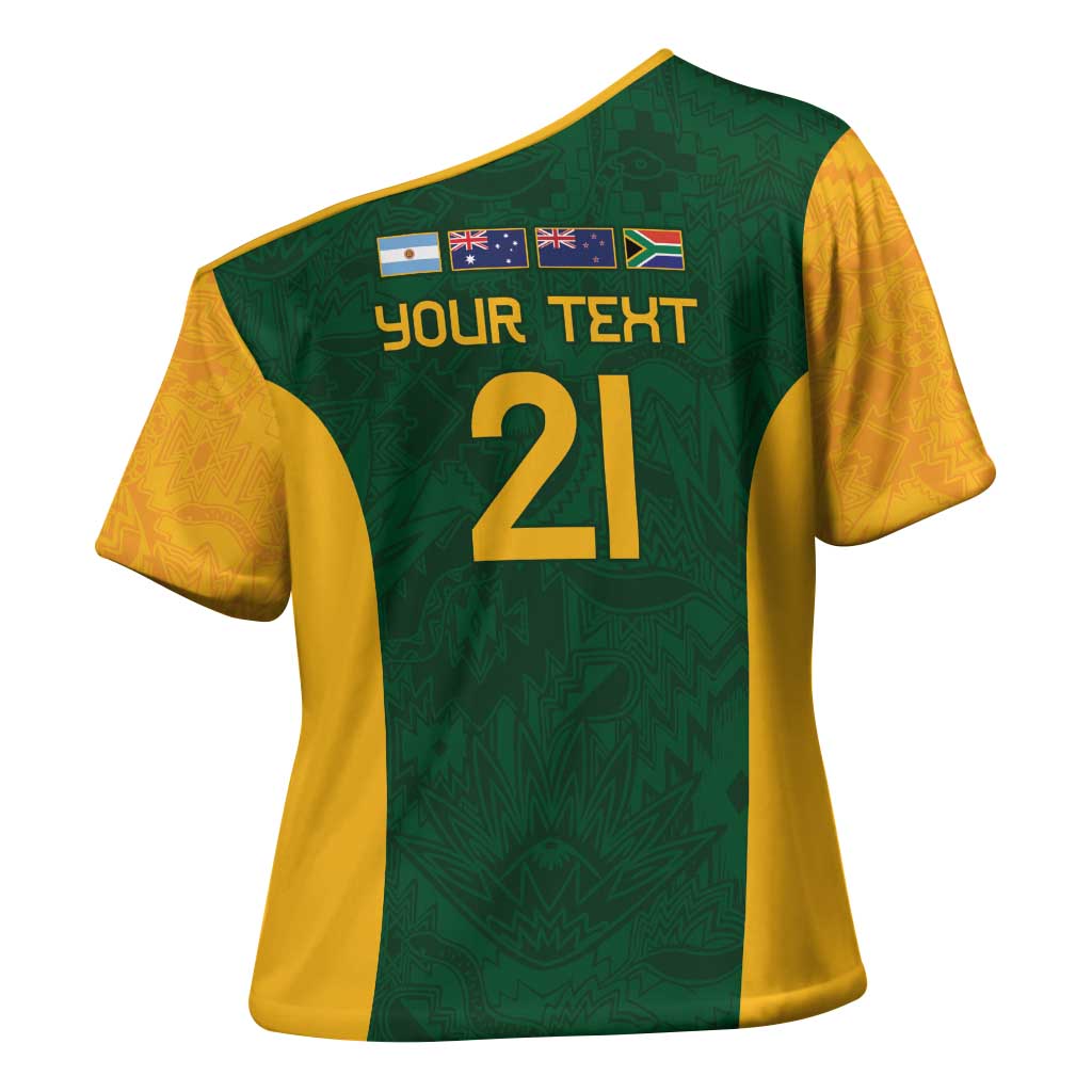 South Africa Rugby Custom Cross Shoulder Shirt Glory Be To Springboks - Wonder Print Shop