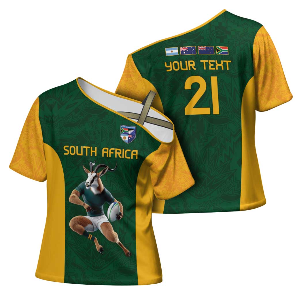 South Africa Rugby Custom Cross Shoulder Shirt Glory Be To Springboks - Wonder Print Shop