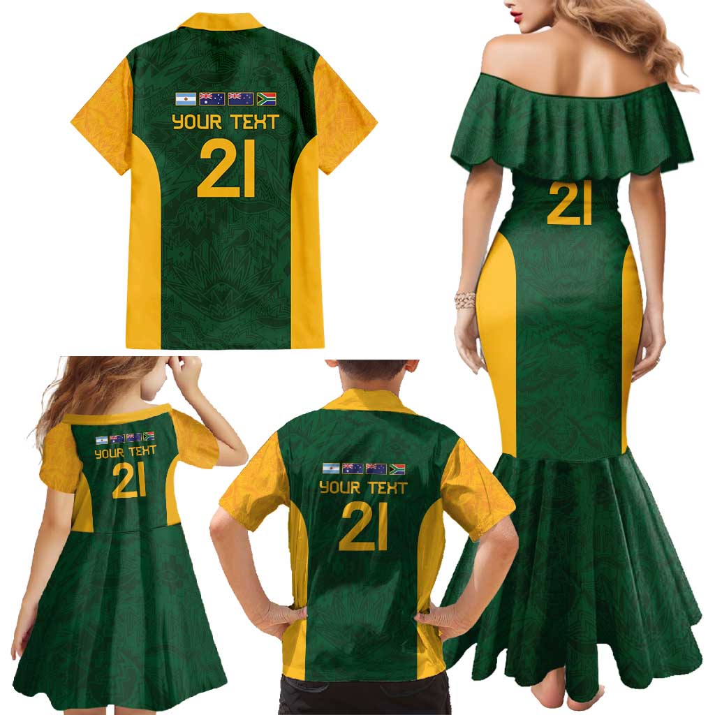 South Africa Rugby Custom Family Matching Mermaid Dress and Hawaiian Shirt Glory Be To Springboks - Wonder Print Shop