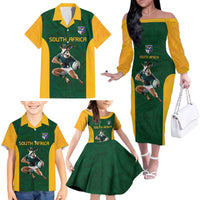 South Africa Rugby Custom Family Matching Off The Shoulder Long Sleeve Dress and Hawaiian Shirt Glory Be To Springboks - Wonder Print Shop