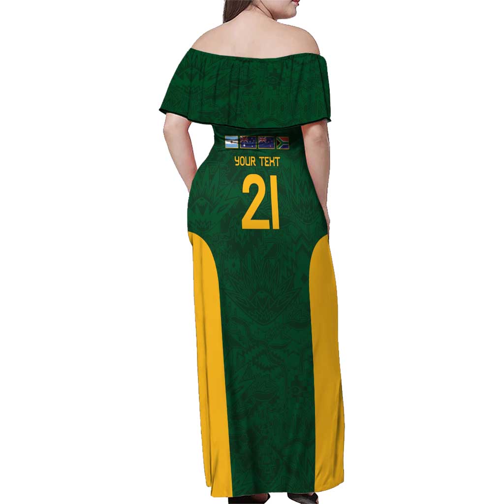 South Africa Rugby Custom Family Matching Off Shoulder Maxi Dress and Hawaiian Shirt Glory Be To Springboks - Wonder Print Shop