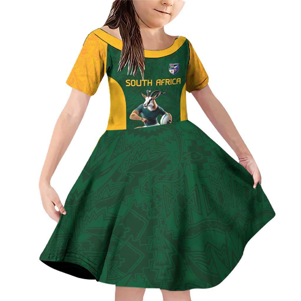 South Africa Rugby Custom Family Matching Off Shoulder Short Dress and Hawaiian Shirt Glory Be To Springboks - Wonder Print Shop