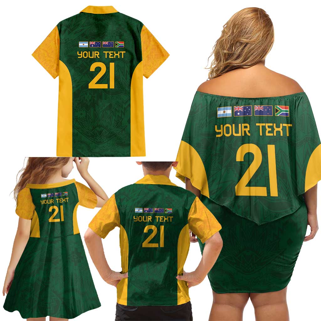 South Africa Rugby Custom Family Matching Off Shoulder Short Dress and Hawaiian Shirt Glory Be To Springboks - Wonder Print Shop