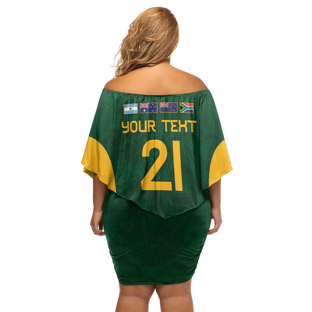 South Africa Rugby Custom Family Matching Off Shoulder Short Dress and Hawaiian Shirt Glory Be To Springboks - Wonder Print Shop