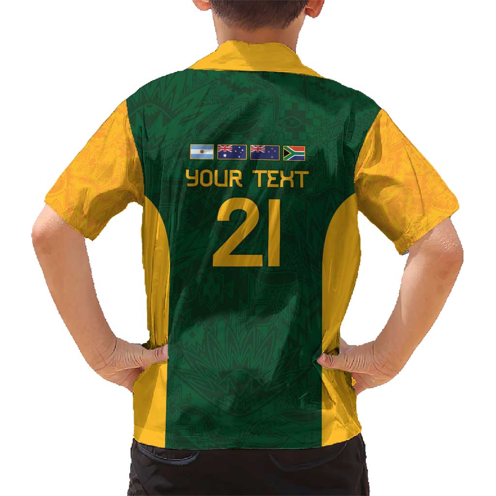 South Africa Rugby Custom Family Matching Short Sleeve Bodycon Dress and Hawaiian Shirt Glory Be To Springboks - Wonder Print Shop