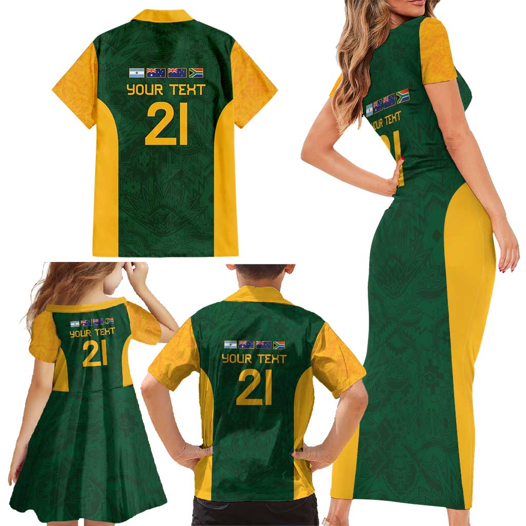 South Africa Rugby Custom Family Matching Short Sleeve Bodycon Dress and Hawaiian Shirt Glory Be To Springboks - Wonder Print Shop
