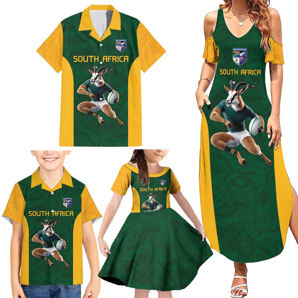 South Africa Rugby Custom Family Matching Summer Maxi Dress and Hawaiian Shirt Glory Be To Springboks - Wonder Print Shop
