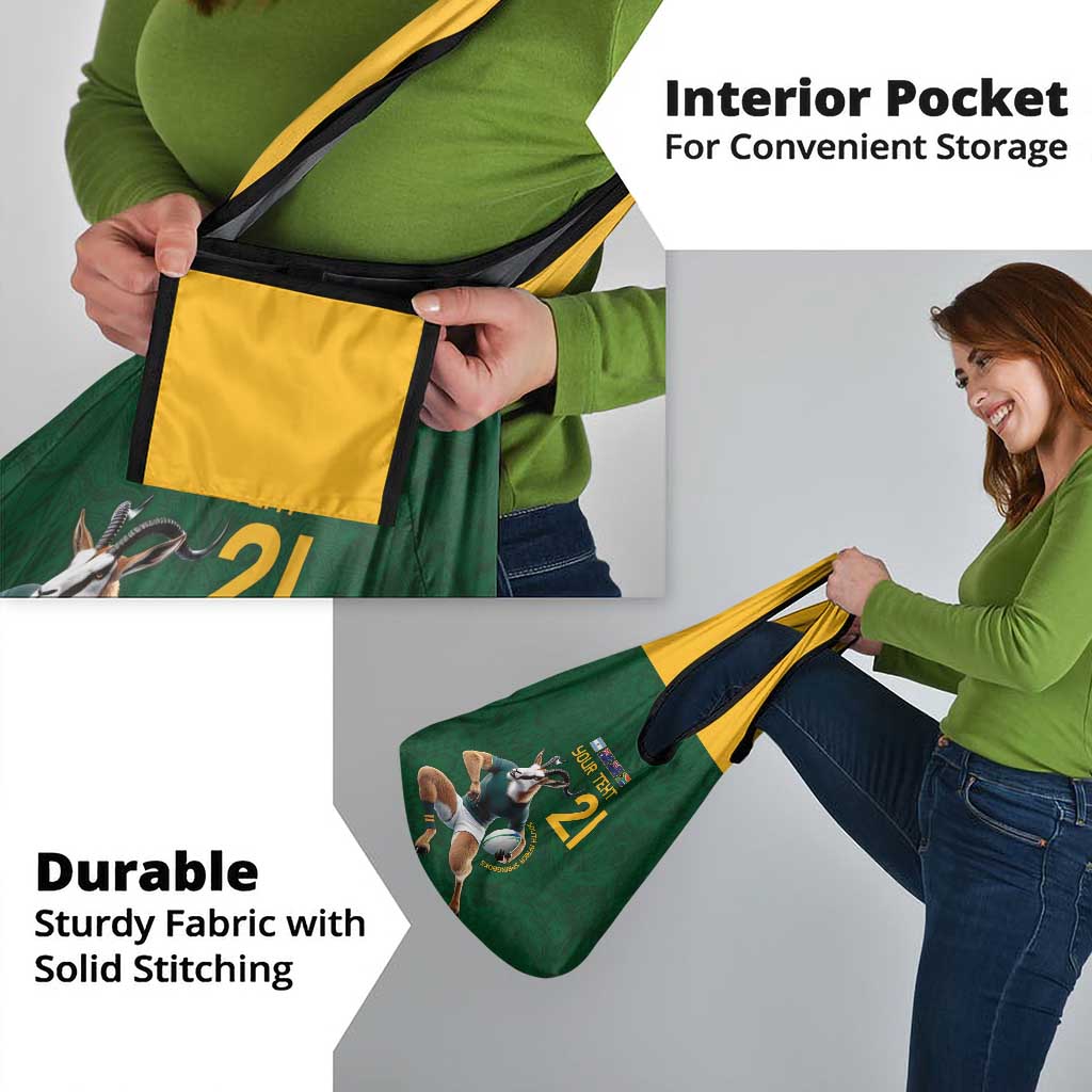 South Africa Rugby Custom Grocery Bag Glory Be To Springboks - Wonder Print Shop