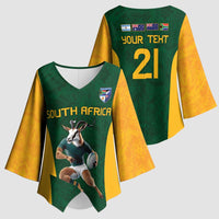 South Africa Rugby Custom Kimono Sleeve Blouse Glory Be To Springboks - Wonder Print Shop