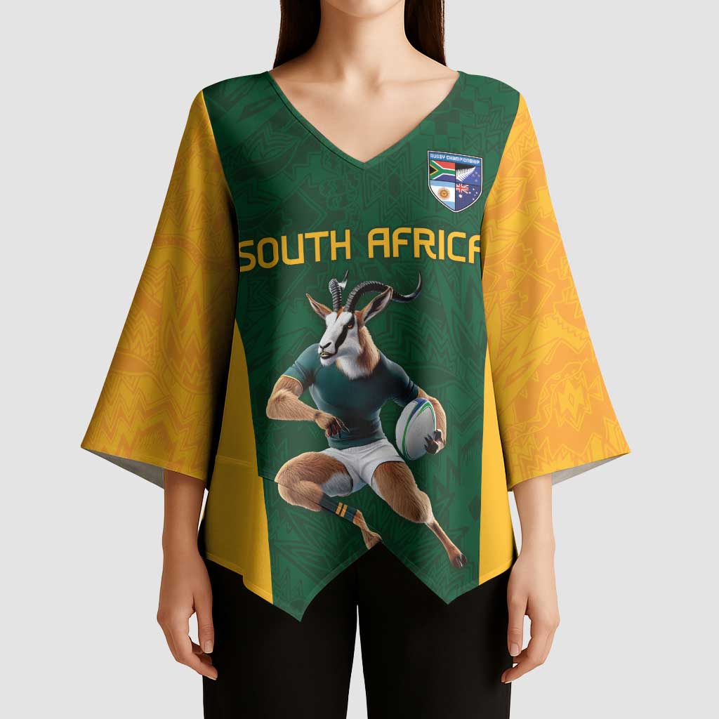 South Africa Rugby Custom Kimono Sleeve Blouse Glory Be To Springboks - Wonder Print Shop