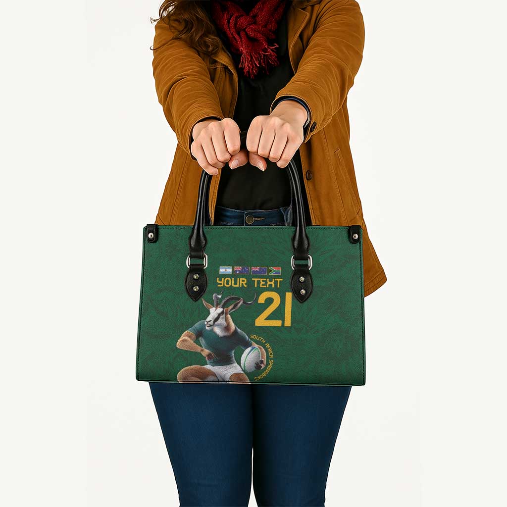 South Africa Rugby Custom Leather Bag Glory Be To Springboks - Wonder Print Shop