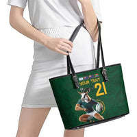 South Africa Rugby Custom Leather Tote Bag Glory Be To Springboks - Wonder Print Shop