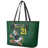South Africa Rugby Custom Leather Tote Bag Glory Be To Springboks - Wonder Print Shop