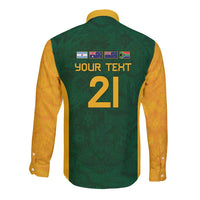 South Africa Rugby Custom Long Sleeve Button Shirt Glory Be To Springboks - Wonder Print Shop