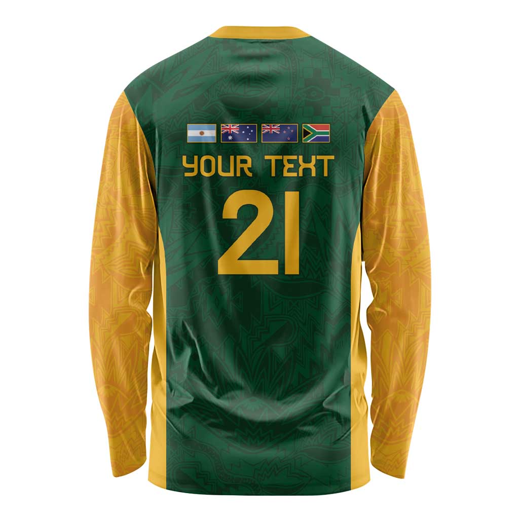 South Africa Rugby Custom Long Sleeve Shirt Glory Be To Springboks - Wonder Print Shop
