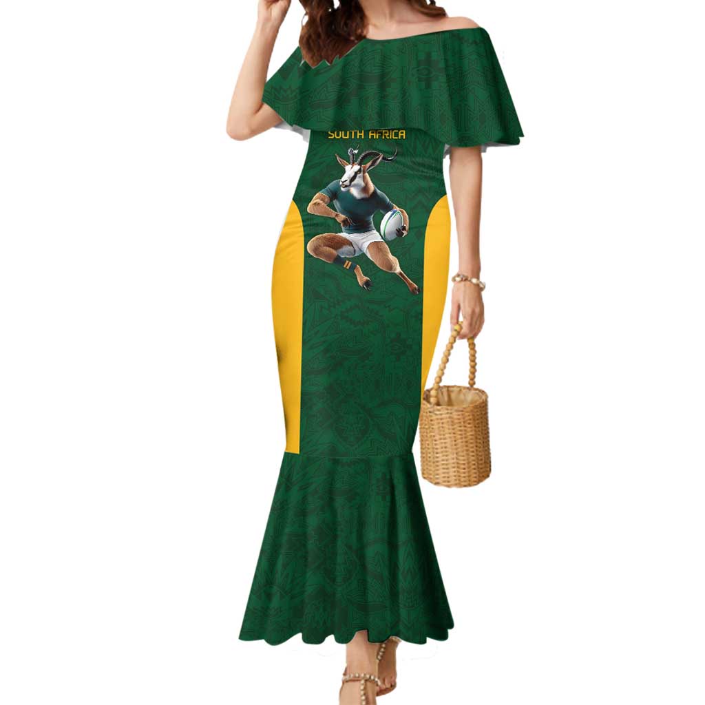 South Africa Rugby Custom Mermaid Dress Glory Be To Springboks - Wonder Print Shop