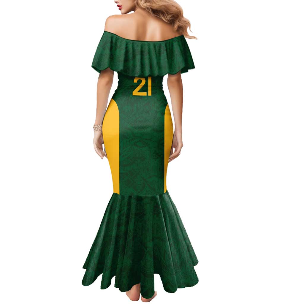 South Africa Rugby Custom Mermaid Dress Glory Be To Springboks - Wonder Print Shop