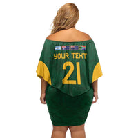 South Africa Rugby Custom Off Shoulder Short Dress Glory Be To Springboks - Wonder Print Shop