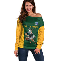 South Africa Rugby Custom Off Shoulder Sweater Glory Be To Springboks - Wonder Print Shop
