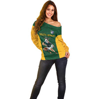 South Africa Rugby Custom Off Shoulder Sweater Glory Be To Springboks - Wonder Print Shop