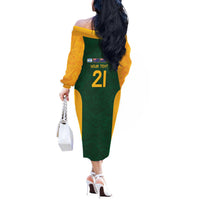 South Africa Rugby Custom Off The Shoulder Long Sleeve Dress Glory Be To Springboks - Wonder Print Shop
