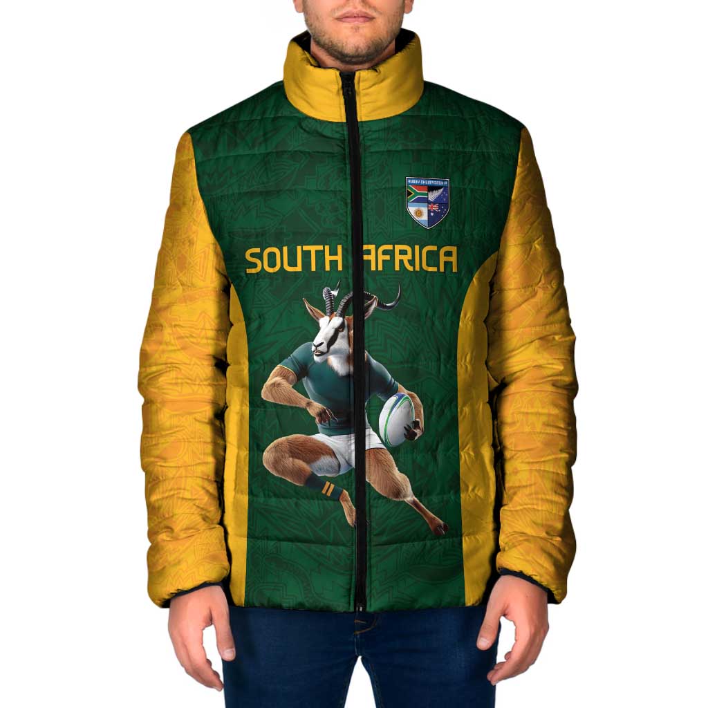 South Africa Rugby Custom Padded Jacket Glory Be To Springboks - Wonder Print Shop