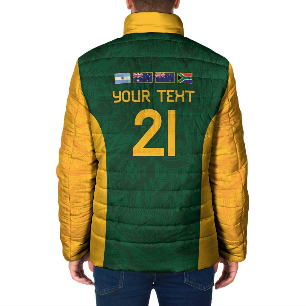 South Africa Rugby Custom Padded Jacket Glory Be To Springboks - Wonder Print Shop