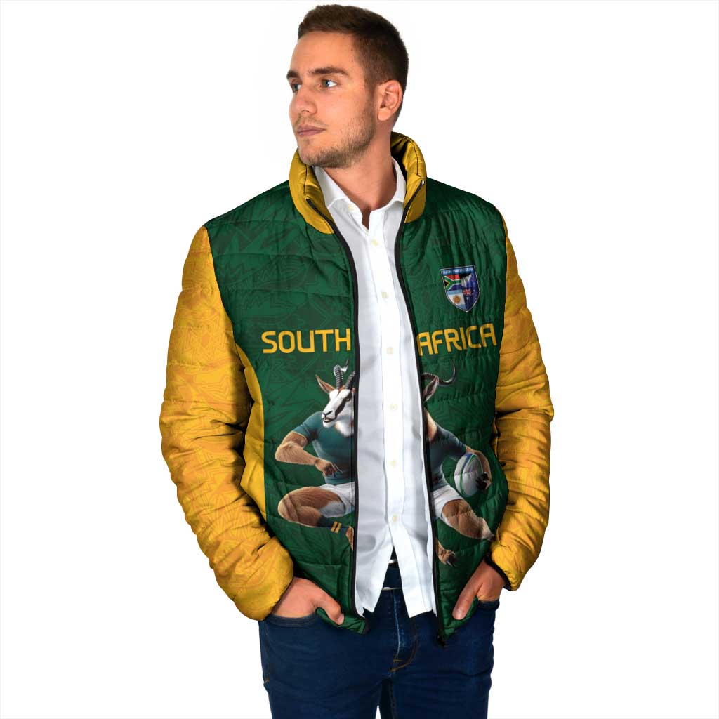 South Africa Rugby Custom Padded Jacket Glory Be To Springboks - Wonder Print Shop