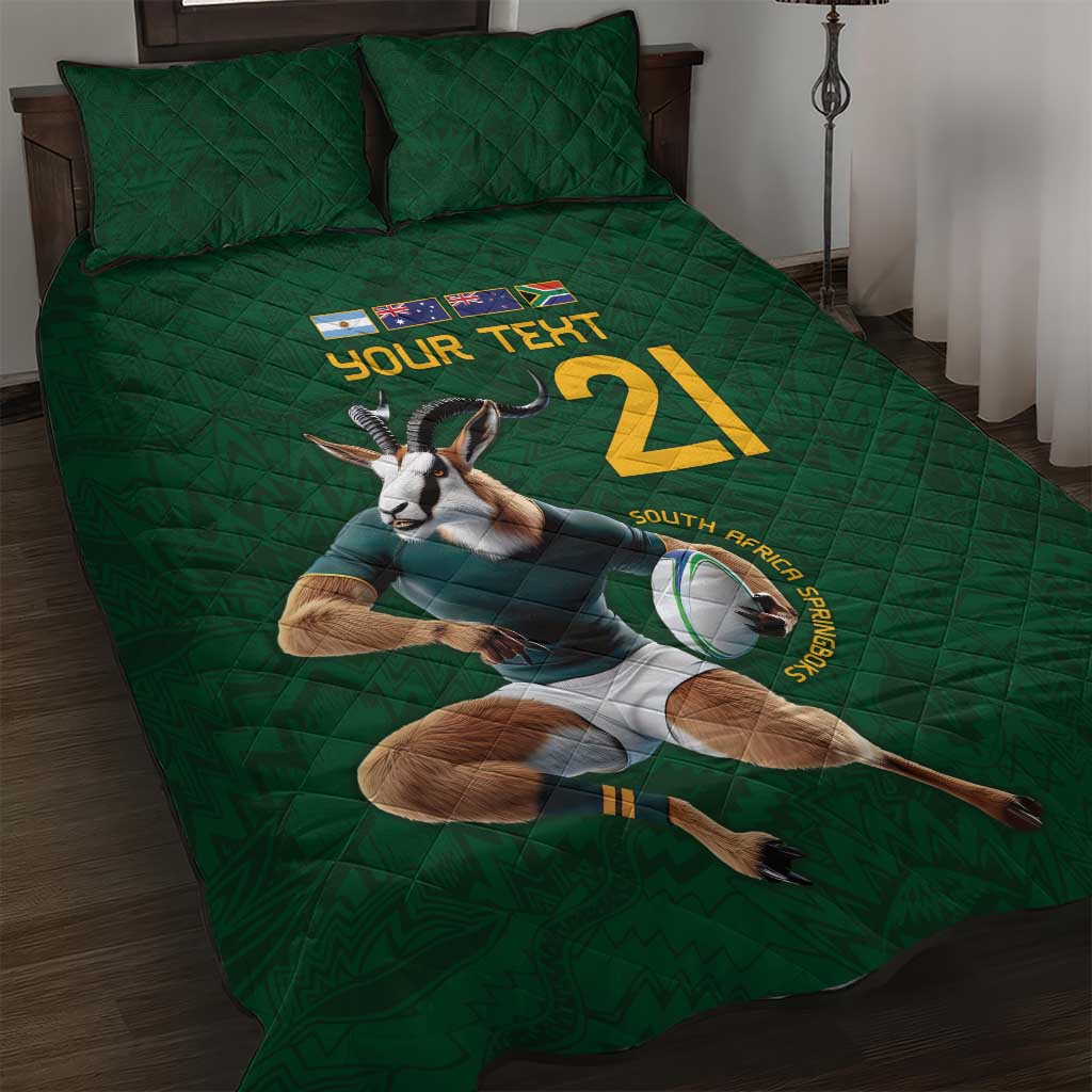 South Africa Rugby Custom Quilt Bed Set Glory Be To Springboks - Wonder Print Shop