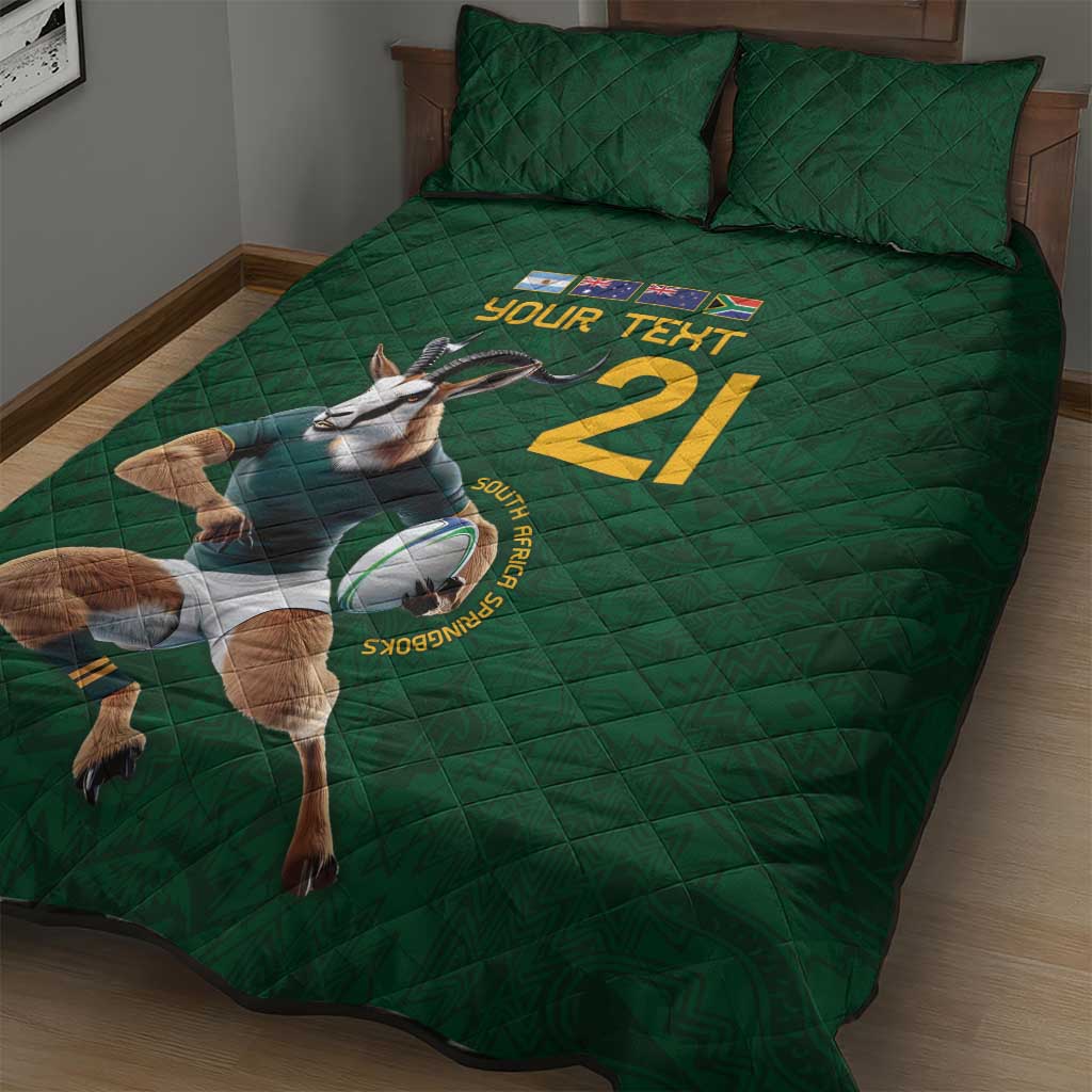 South Africa Rugby Custom Quilt Bed Set Glory Be To Springboks - Wonder Print Shop