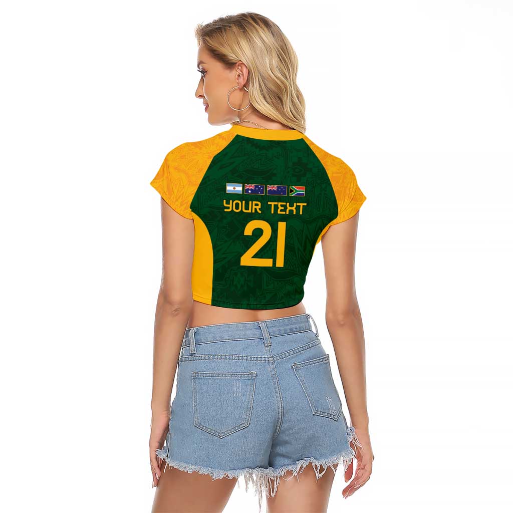 South Africa Rugby Custom Raglan Cropped T Shirt Glory Be To Springboks - Wonder Print Shop