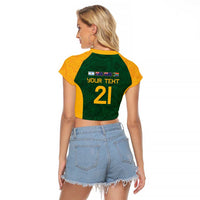 South Africa Rugby Custom Raglan Cropped T Shirt Glory Be To Springboks - Wonder Print Shop
